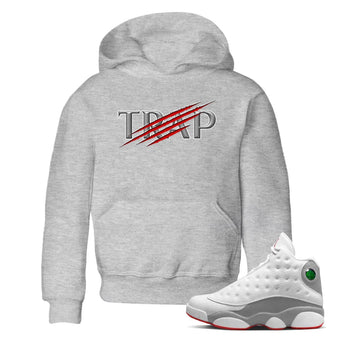 AJ13 Wolf Grey Sneaker Match Tees Trap Sneaker Tees Air Jordan 13 Wolf Grey SNRT Sneaker Release Tees Kids Shirts Heather Grey 1