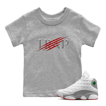AJ13 Wolf Grey Sneaker Match Tees Trap Sneaker Tees Air Jordan 13 Wolf Grey SNRT Sneaker Release Tees Kids Shirts Heather Grey 1