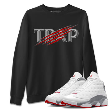 AJ13 Wolf Grey Sneaker Match Tees Trap Sneaker Tees Air Jordan 13 Wolf Grey SNRT Sneaker Release Tees Unisex Shirts Black 1