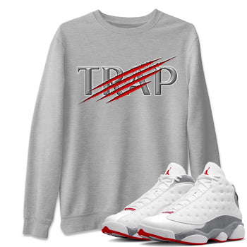 AJ13 Wolf Grey Sneaker Match Tees Trap Sneaker Tees Air Jordan 13 Wolf Grey SNRT Sneaker Release Tees Unisex Shirts Heather Grey 1