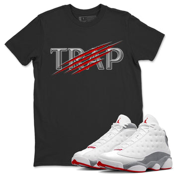 AJ13 Wolf Grey Sneaker Match Tees Trap Sneaker Tees Air Jordan 13 Wolf Grey SNRT Sneaker Release Tees Unisex Shirts Black 1