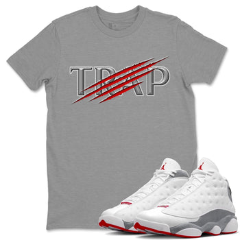 AJ13 Wolf Grey Sneaker Match Tees Trap Sneaker Tees Air Jordan 13 Wolf Grey SNRT Sneaker Release Tees Unisex Shirts Heather Grey 1