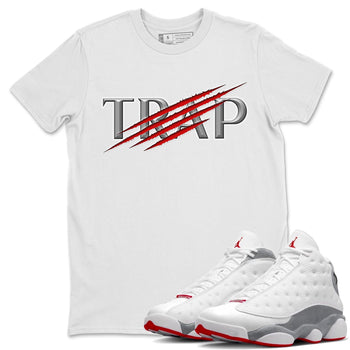 AJ13 Wolf Grey Sneaker Match Tees Trap Sneaker Tees Air Jordan 13 Wolf Grey SNRT Sneaker Release Tees Unisex Shirts White 1
