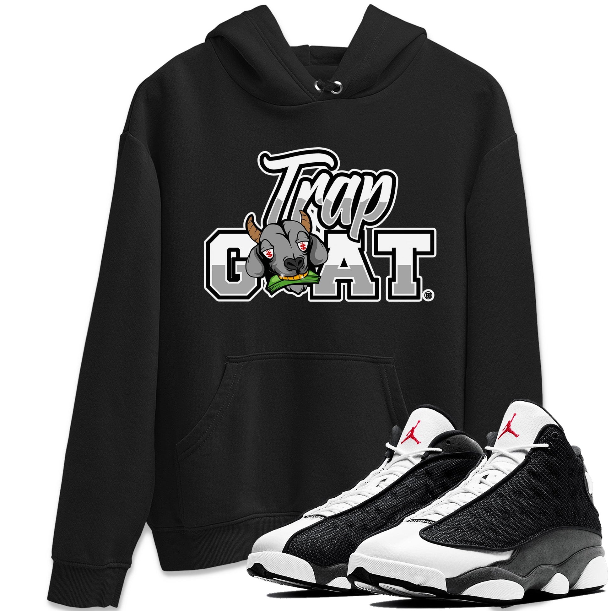 Air Jordan 13 Black Flint Sneaker Match Tees Trap Goat Sneaker Tees Air Jordan 13 Black Flint Sneaker Release Tees Unisex Shirts Black 1