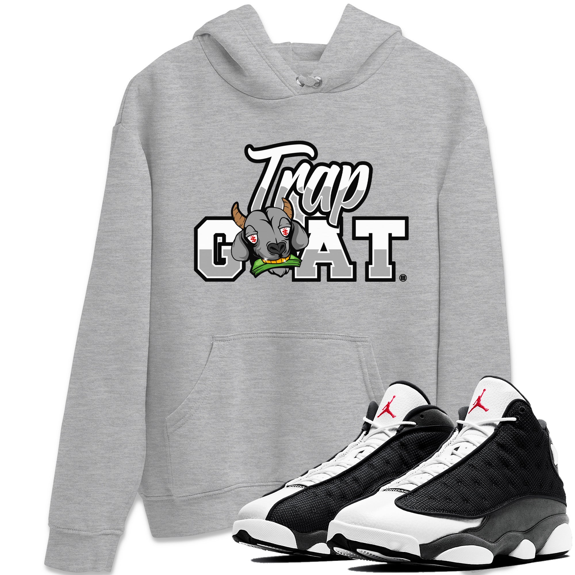 Air Jordan 13 Black Flint Sneaker Match Tees Trap Goat Sneaker Tees Air Jordan 13 Black Flint Sneaker Release Tees Unisex Shirts Heather Grey 1