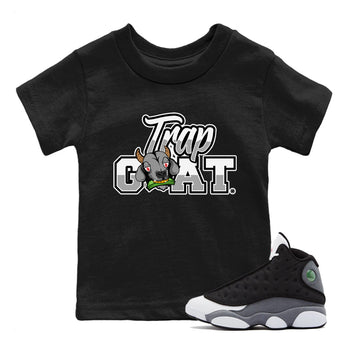 Air Jordan 13 Black Flint Sneaker Match Tees Trap Goat Sneaker Tees Air Jordan 13 Black Flint Sneaker Release Tees Kids Shirts Black 1
