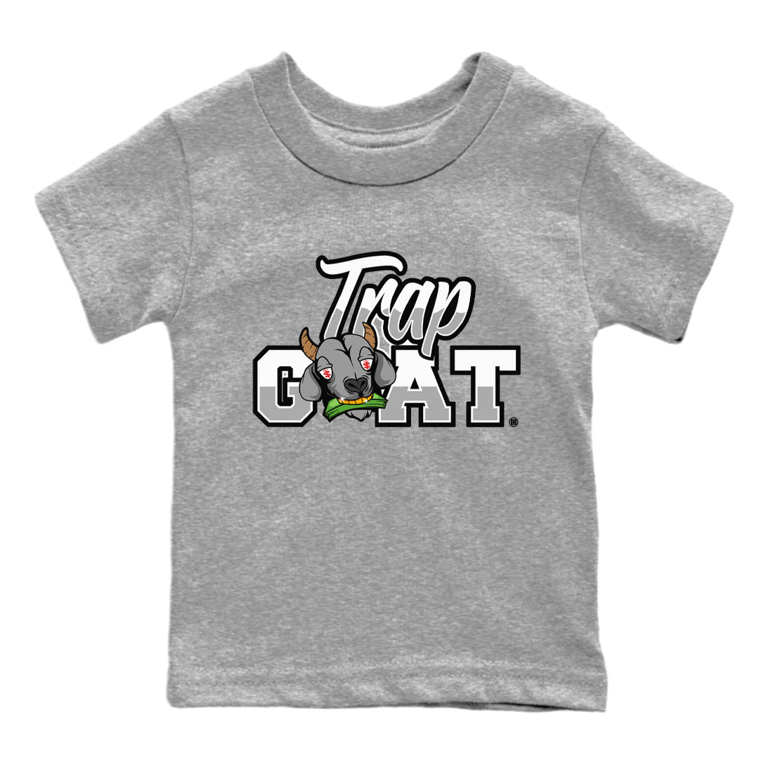 Air Jordan 13 Black Flint Sneaker Match Tees Trap Goat Sneaker Tees Air Jordan 13 Black Flint Sneaker Release Tees Kids Shirts Heather Grey 2