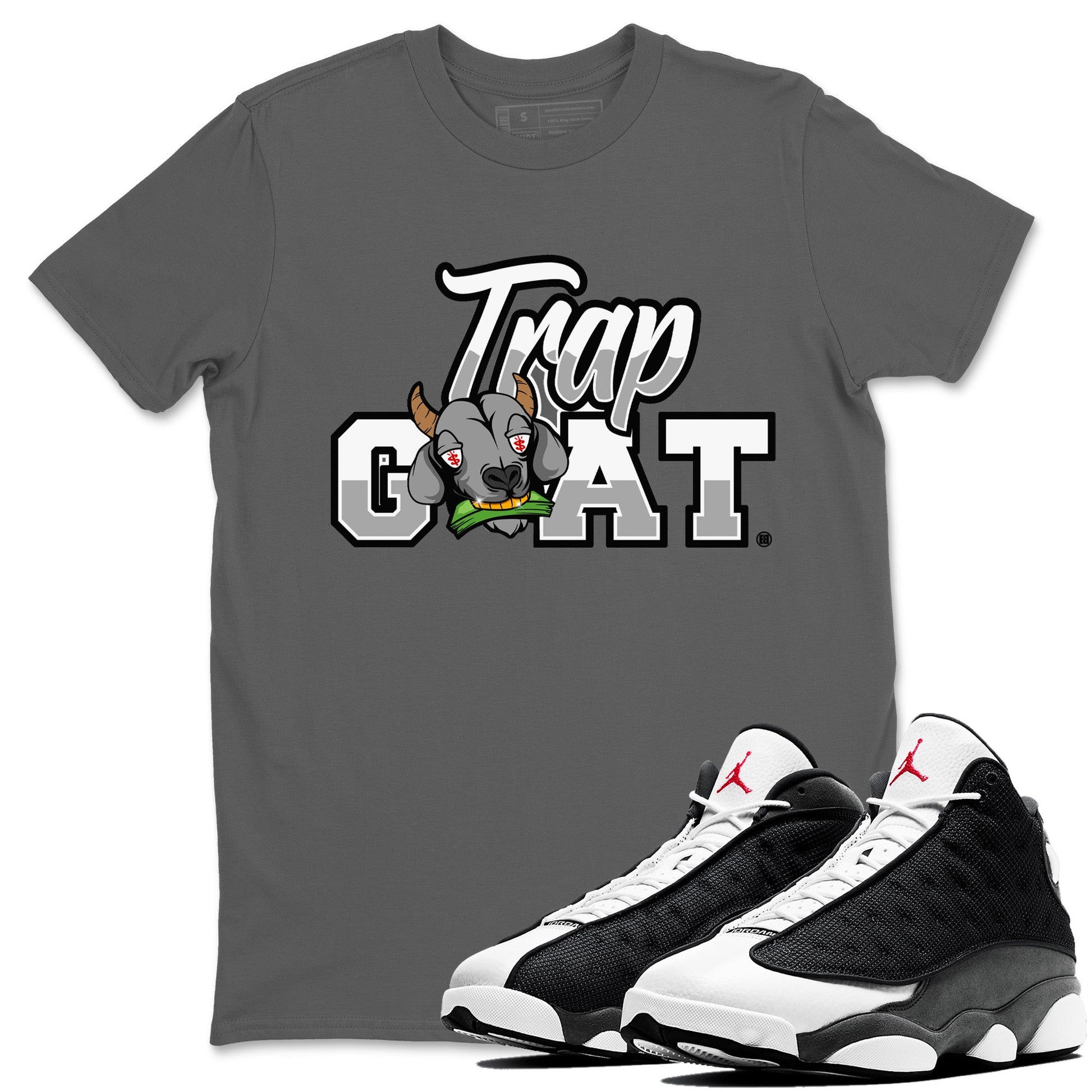 Air Jordan 13 Black Flint Trap Goat Crew Neck Sneaker Tees Air Jordan 13 Black Flint Sneaker T-Shirts Washing and Care Tip