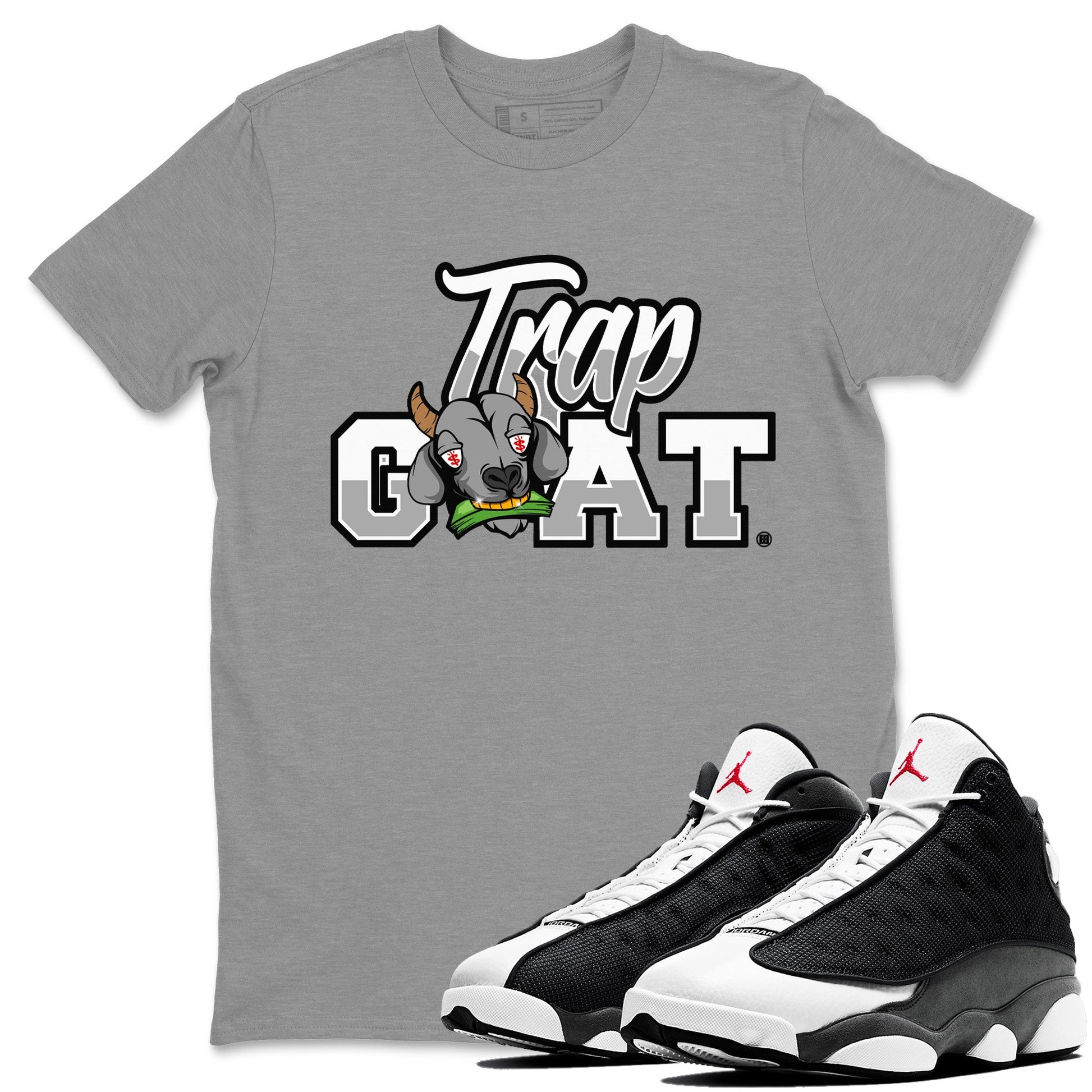Air Jordan 13 Black Flint Trap Goat Crew Neck Sneaker Tees Air Jordan 13 Black Flint Sneaker T-Shirts Size Chart