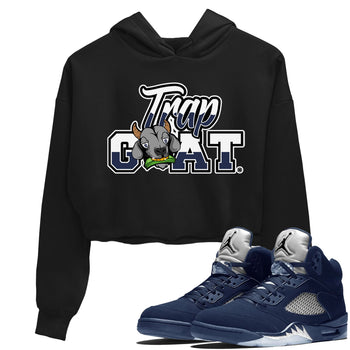 Jordan 5 Retro Midnight Navy shirt to match jordans Trap Goat sneaker tees Air Jordan 5 Midnight Navy SNRT Sneaker Release Tees Black 1 Crop T-Shirt