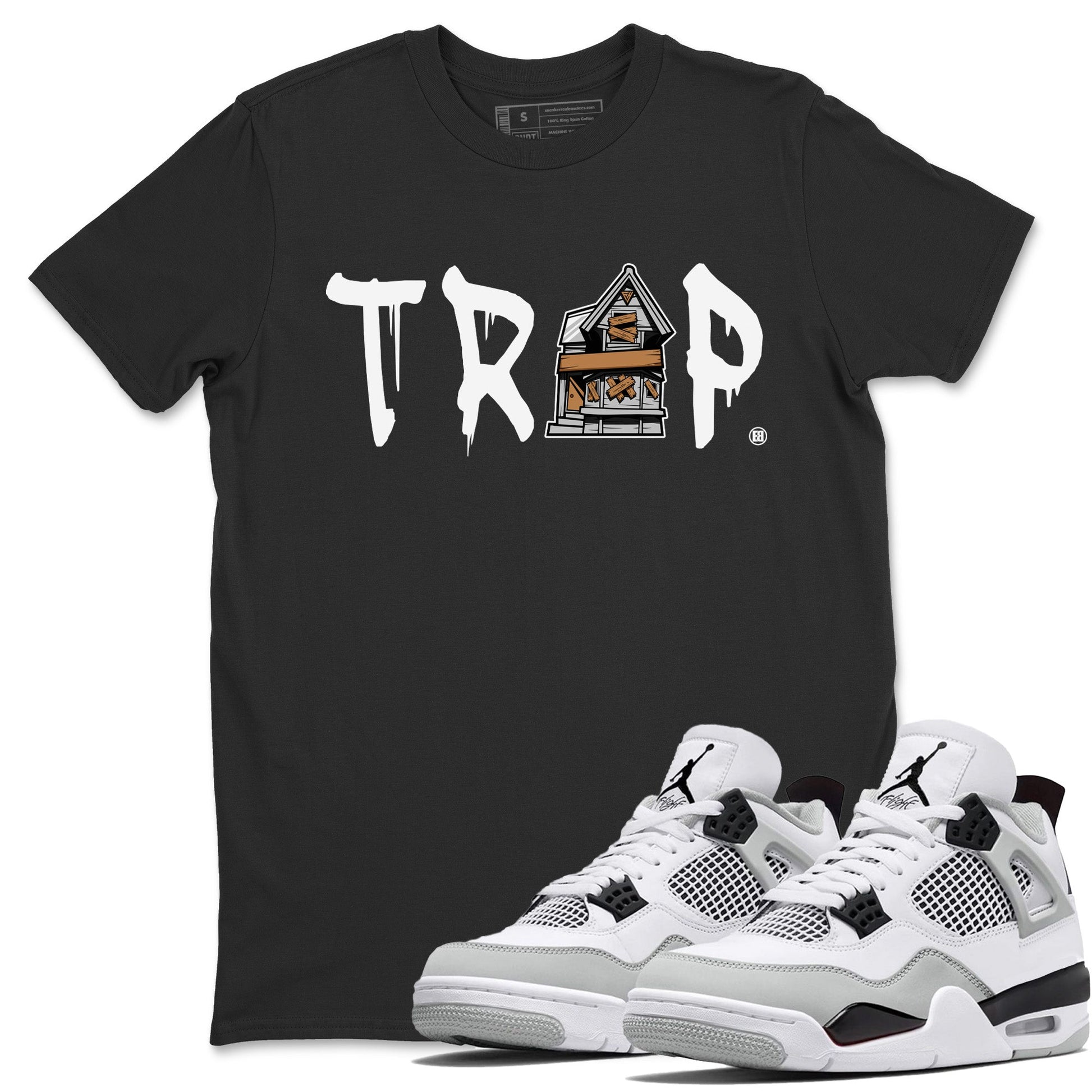 Jordan 4 Military Black Sneaker Match Tees Trap House Sneaker Tees Jordan 4 Military Black Sneaker Release Tees Unisex Shirts