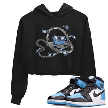 Air Jordan 1 Retro High OG UNC Toe Shirt to match Jordans Trap Money Sneaker Tees AJ1 UNC Toe SNRT Sneaker Release Tees Crop T-Shirts Black 1