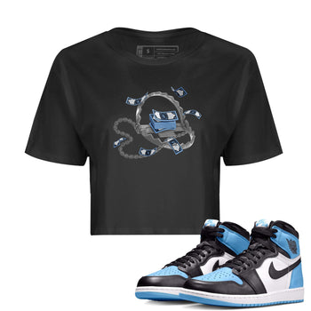 Air Jordan 1 Retro High OG UNC Toe Shirt to match Jordans Trap Money Sneaker Tees AJ1 UNC Toe SNRT Sneaker Release Tees Crop T-Shirts Black 1