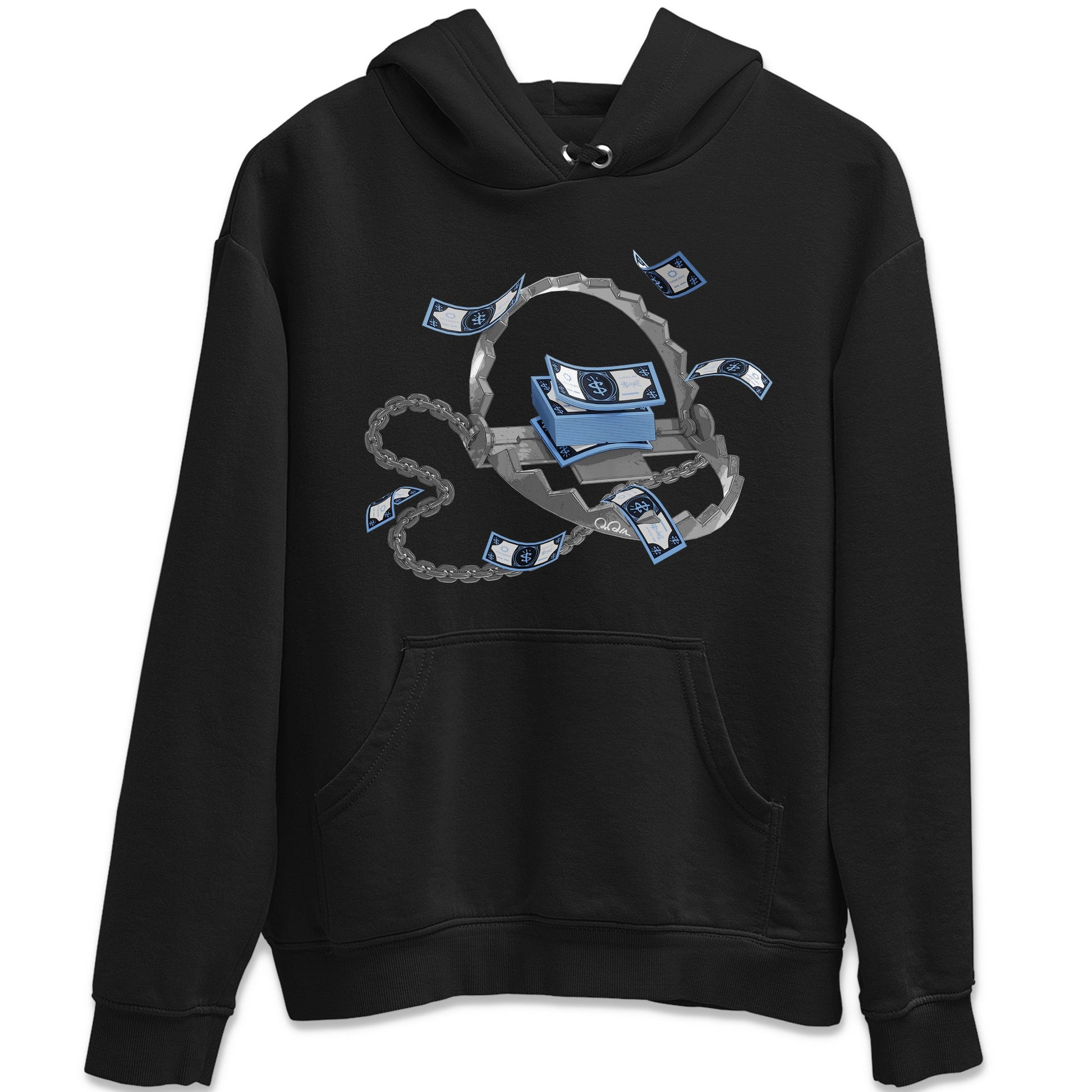 Air Jordan 1 Retro High OG UNC Toe Shirt to match Jordans Trap Money Sneaker Tees AJ1 UNC Toe SNRT Sneaker Release Tees Crew Neck T-Shirts Black 2