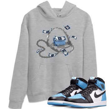Air Jordan 1 Retro High OG UNC Toe Shirt to match Jordans Trap Money Sneaker Tees AJ1 UNC Toe SNRT Sneaker Release Tees Crew Neck T-Shirts Heather Grey 1