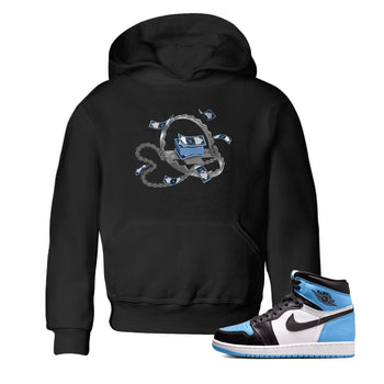 Air Jordan 1 Retro High OG UNC Toe Shirt to match Jordans Trap Money Sneaker Tees AJ1 UNC Toe SNRT Sneaker Release Tees Kids and Baby Tees Black 1