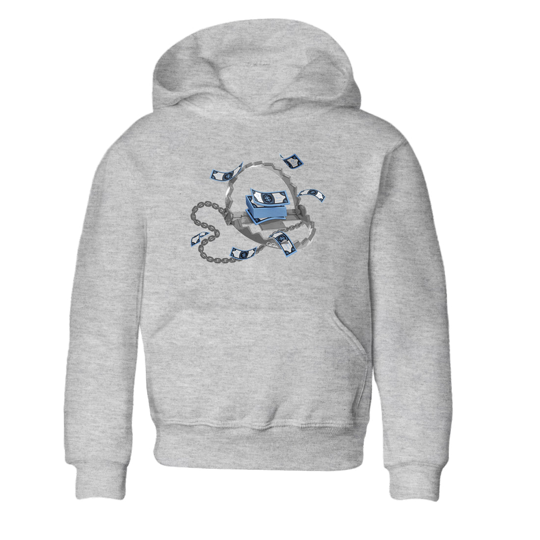 Air Jordan 1 Retro High OG UNC Toe Shirt to match Jordans Trap Money Sneaker Tees AJ1 UNC Toe SNRT Sneaker Release Tees Kids and Baby Tees Heather Grey 2