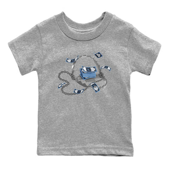 Air Jordan 1 Retro High OG UNC Toe Shirt to match Jordans Trap Money Sneaker Tees AJ1 UNC Toe SNRT Sneaker Release Tees Kids and Baby Tees Heather Grey 2