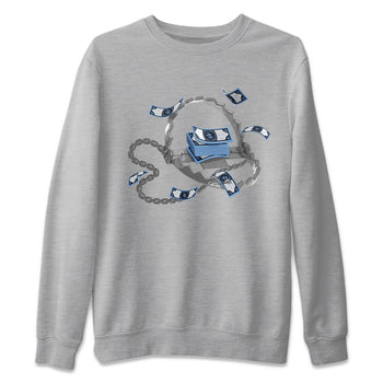 Air Jordan 1 Retro High OG UNC Toe Shirt to match Jordans Trap Money Sneaker Tees AJ1 UNC Toe SNRT Sneaker Release Tees Crew Neck T-Shirts Heather Grey 2
