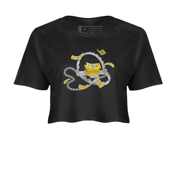 Air Jordan 1 Yellow Ochre shirt to match jordans Trap Money sneaker tees AJ1 Yellow Ochre SNRT Sneaker Release Tees Black 2 crop length shirt