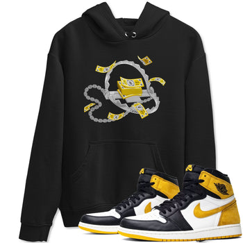 Air Jordan 1 Yellow Ochre shirt to match jordans Trap Money sneaker tees AJ1 Yellow Ochre SNRT Sneaker Release Tees unisex cotton Black 1 crew neck shirt