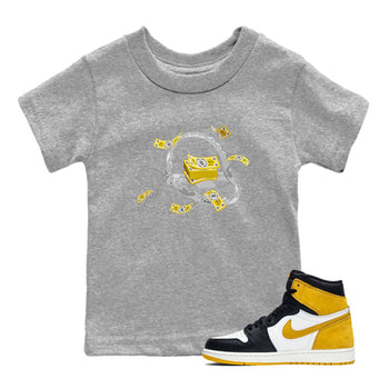Air Jordan 1 Yellow Ochre shirt to match jordans Trap Money sneaker tees AJ1 Yellow Ochre SNRT sneaker release tees baby toddler Heather Grey 1 cotton Shirt