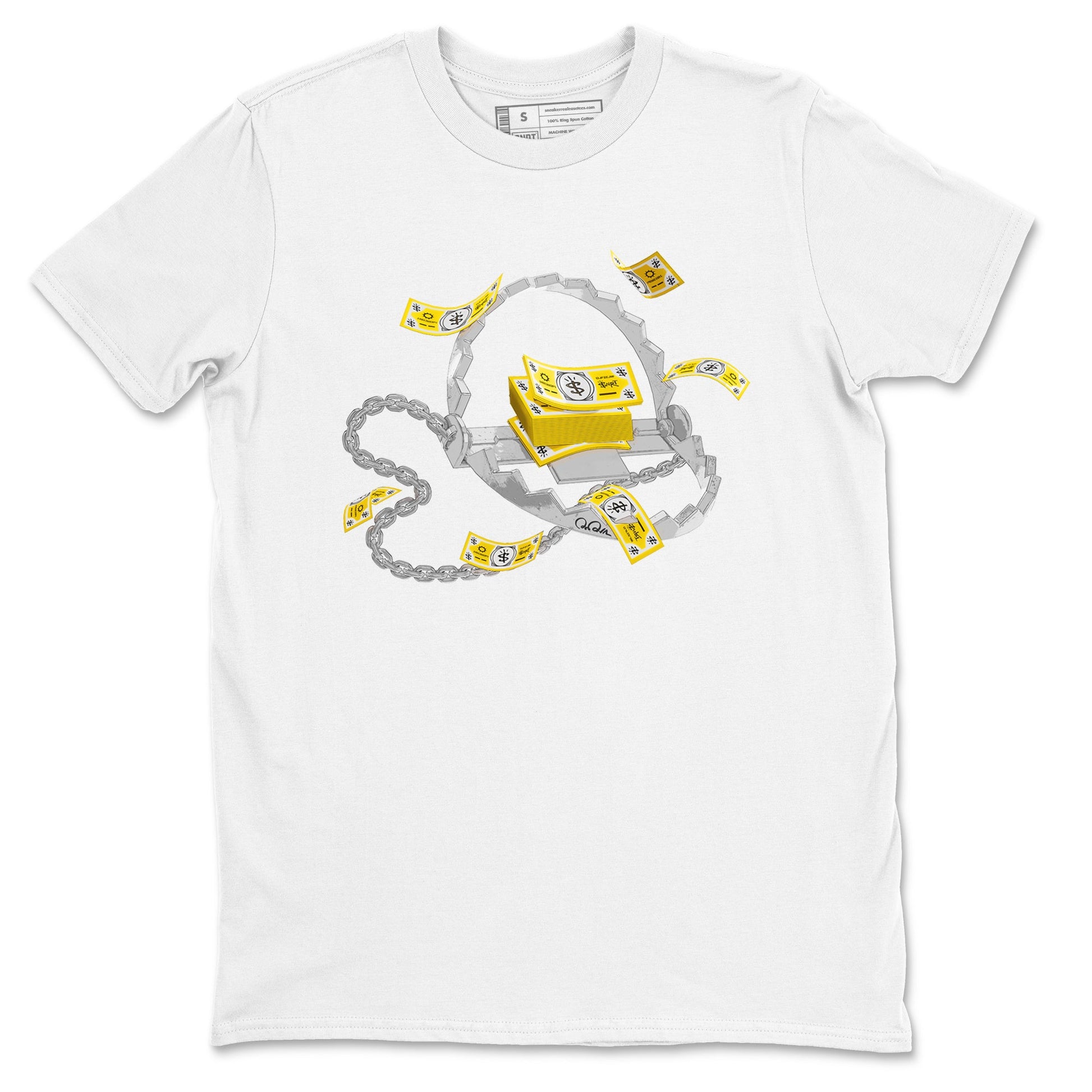 Air Jordan 1 Yellow Ochre shirt to match jordans Trap Money sneaker tees AJ1 Yellow Ochre SNRT Sneaker Release Tees unisex cotton White 2 crew neck shirt