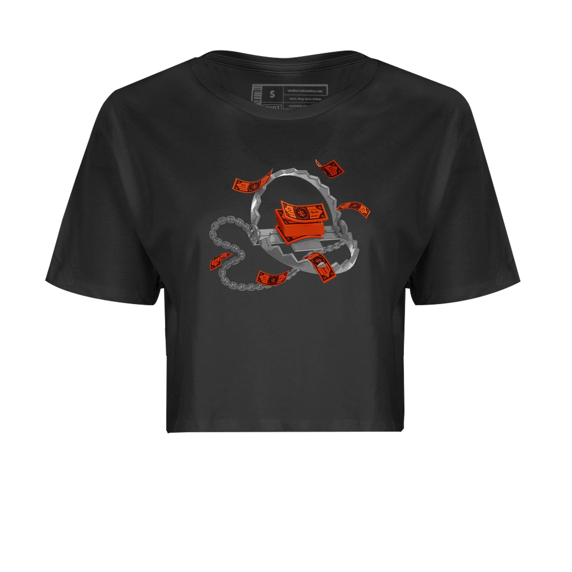 Air Jordan 12 Brilliant Orange Sneaker Match Tees Trap Money Sneaker Tees AJ12 Brilliant Orange Sneaker Release Tees Women's Shirts Black 2
