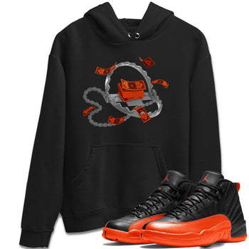 Air Jordan 12 Brilliant Orange Sneaker Match Tees Trap Money Sneaker Tees AJ12 Brilliant Orange Sneaker Release Tees Unisex Shirts Black 1