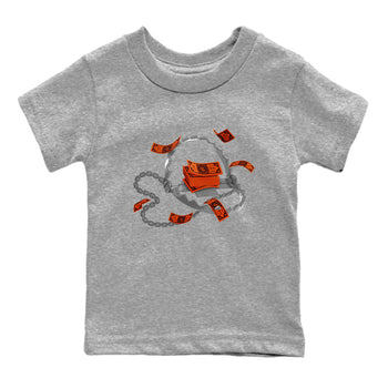 Air Jordan 12 Brilliant Orange Sneaker Match Tees Trap Money Sneaker Tees AJ12 Brilliant Orange Sneaker Release Tees Kids Shirts Heather Grey 2