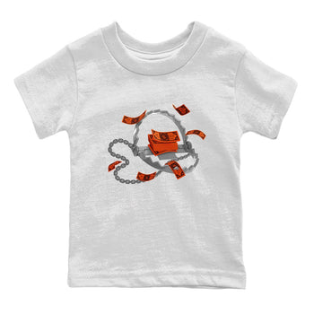 Air Jordan 12 Brilliant Orange Sneaker Match Tees Trap Money Sneaker Tees AJ12 Brilliant Orange Sneaker Release Tees Kids Shirts White 2