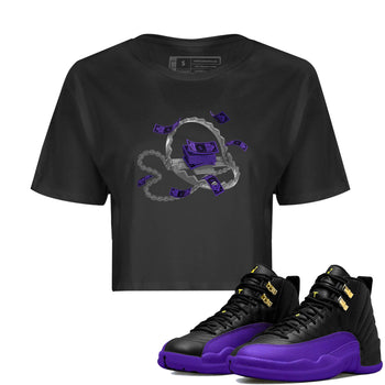 Air Jordan 12 Field Purple Sneaker Match Tees Trap Money Sneaker Tees AJ12 Field Purple Sneaker Release Tees Women's Shirts Black 1