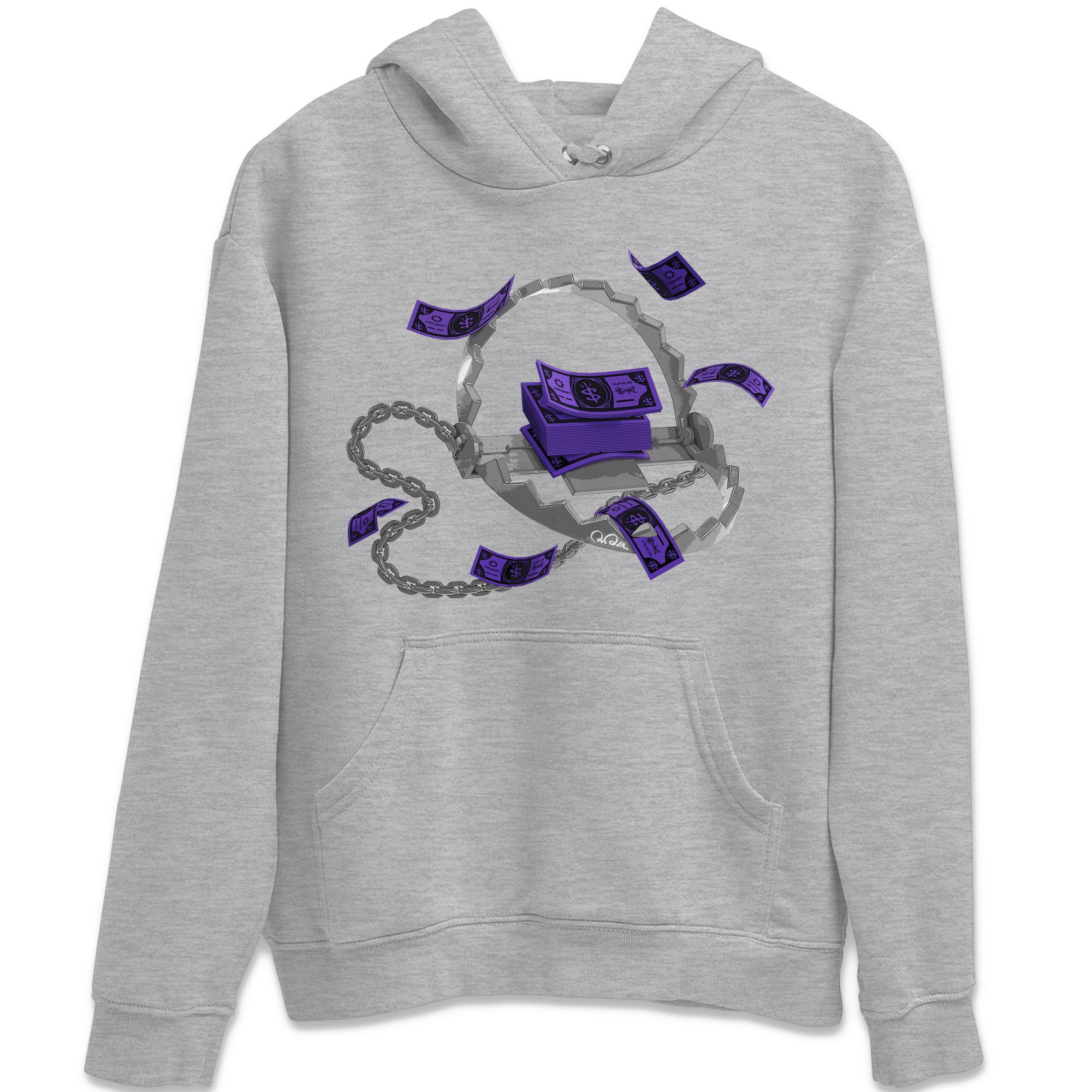 Air Jordan 12 Field Purple Sneaker Match Tees Trap Money Sneaker Tees AJ12 Field Purple Sneaker Release Tees Unisex Shirts Heather Grey 2