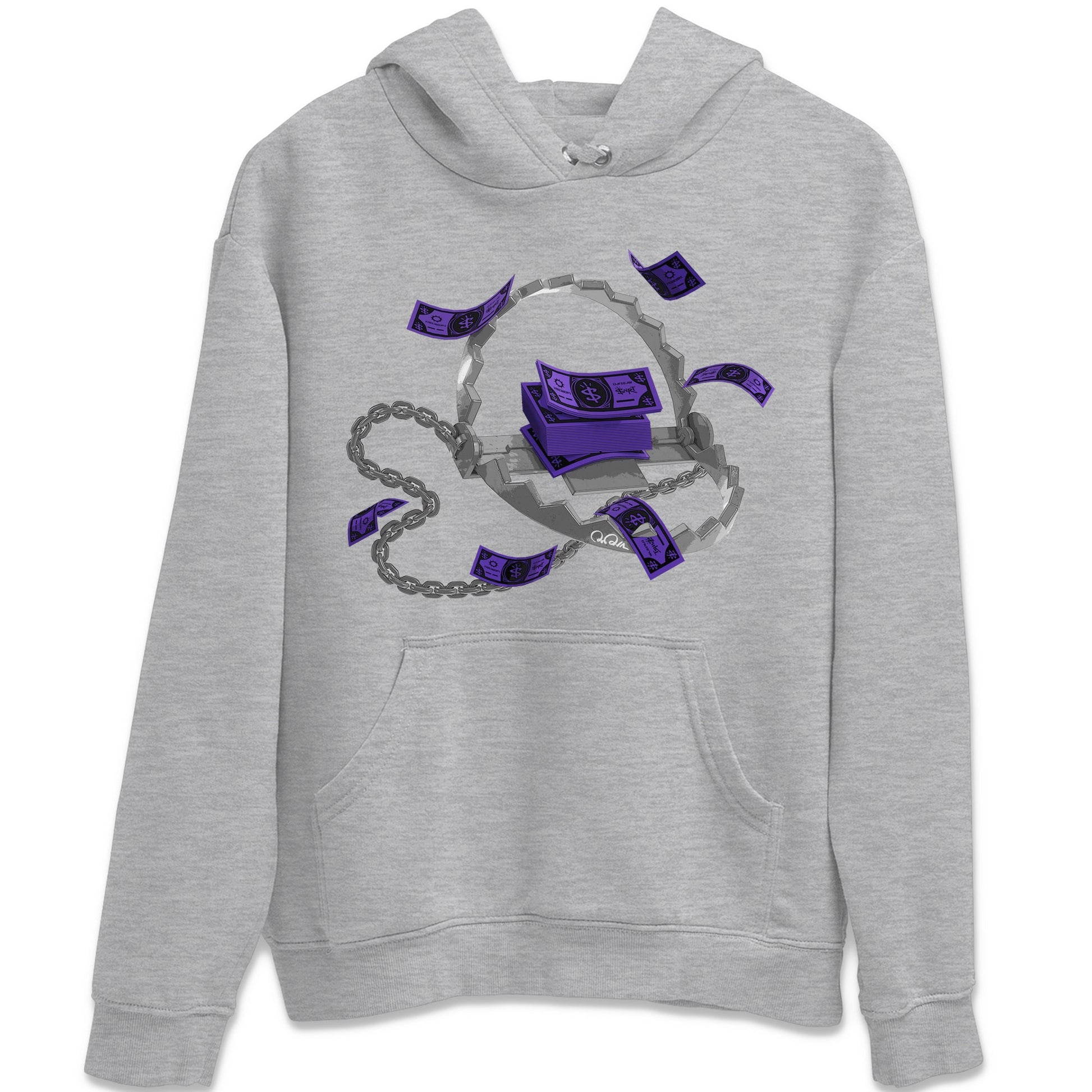 Air Jordan 12 Field Purple Sneaker Match Tees Trap Money Sneaker Tees AJ12 Field Purple Sneaker Release Tees Unisex Shirts Heather Grey 2