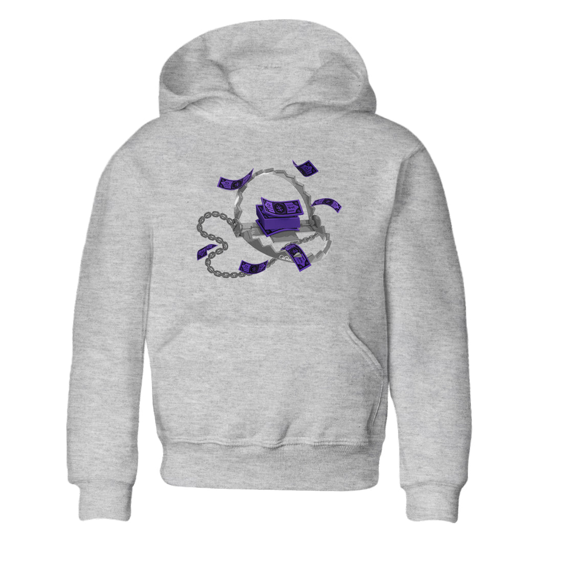 Air Jordan 12 Field Purple Sneaker Match Tees Trap Money Sneaker Tees AJ12 Field Purple Sneaker Release Tees Kids Shirts Heather Grey 2
