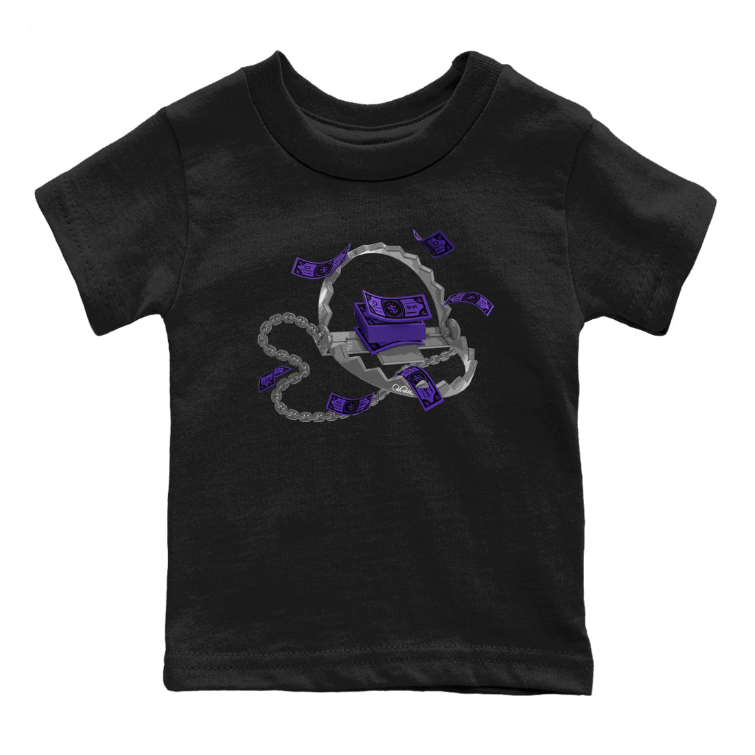 Air Jordan 12 Field Purple Sneaker Match Tees Trap Money Sneaker Tees AJ12 Field Purple Sneaker Release Tees Kids Shirts Black 2