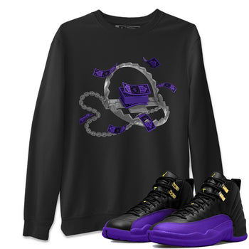 Air Jordan 12 Field Purple Sneaker Match Tees Trap Money Sneaker Tees AJ12 Field Purple Sneaker Release Tees Unisex Shirts Black 1