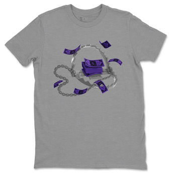 Air Jordan 12 Field Purple Sneaker Match Tees Trap Money Sneaker Tees AJ12 Field Purple Sneaker Release Tees Unisex Shirts Heather Grey 2