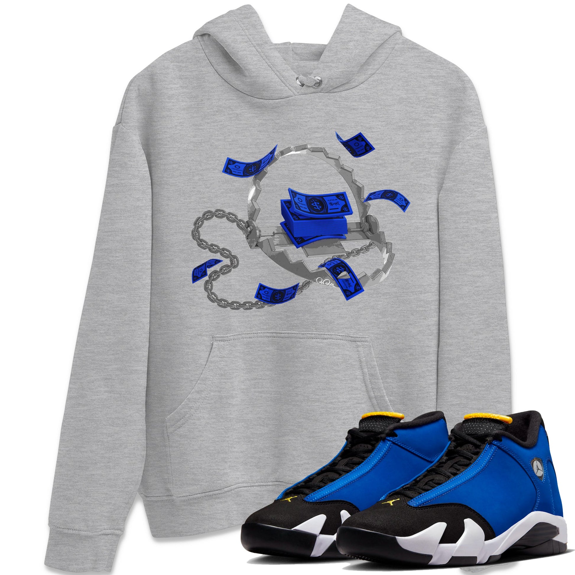 Air Jordan 14 Laney Sneaker Match Tees Trap Money Sneaker Tees AJ14 Laney Sneaker Release Tees Unisex Shirts Heather Grey 1