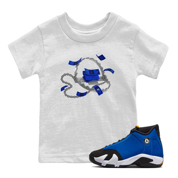 Air Jordan 14 Laney Sneaker Match Tees Trap Money Sneaker Tees AJ14 Laney Sneaker Release Tees Kids Shirts White 1