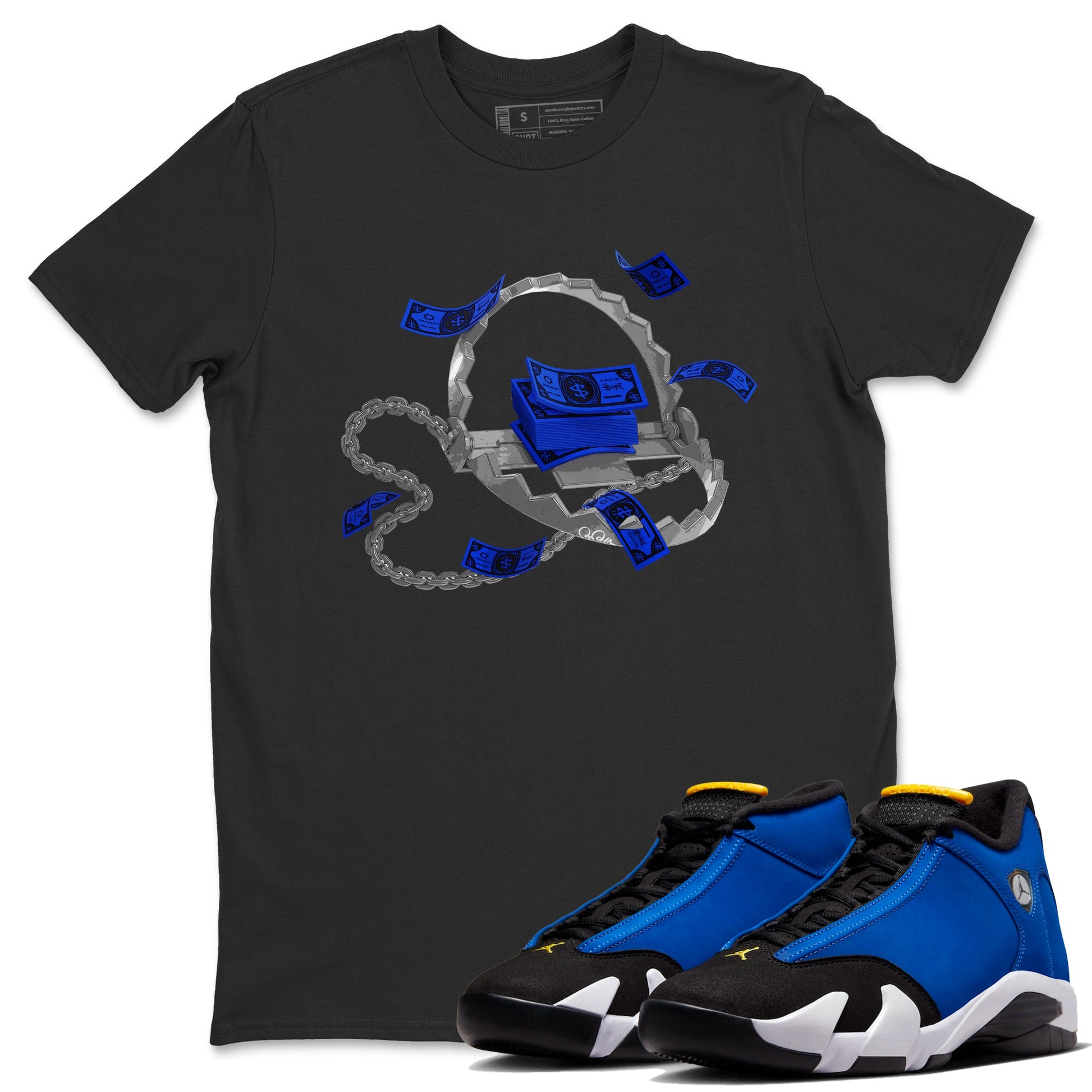 Air Jordan 14 Laney Sneaker Match Tees Trap Money Sneaker Tees AJ14 Laney Sneaker Release Tees Unisex Shirts Black 1
