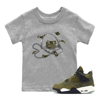 Air Jordan 4 Medium Olive shirt to match jordans Trap Money sneaker tees AJ4Medium Olive SNRT Sneaker Release Tees Baby Toddler Heather Grey 1 T-Shirt