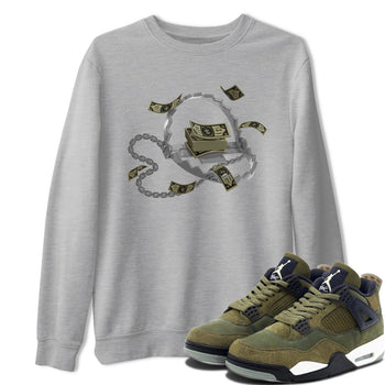 Air Jordan 4 Medium Olive shirt to match jordans Trap Money sneaker tees AJ4Medium Olive SNRT Sneaker Release Tees Unisex Heather Grey 1 T-Shirt