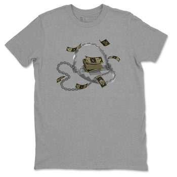 Air Jordan 4 Medium Olive shirt to match jordans Trap Money sneaker tees AJ4Medium Olive SNRT Sneaker Release Tees Unisex Heather Grey 2 T-Shirt