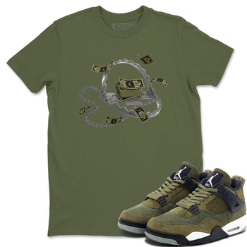 Air Jordan 4 Medium Olive shirt to match jordans Trap Money sneaker tees AJ4Medium Olive SNRT Sneaker Release Tees Unisex Military Green 1 T-Shirt