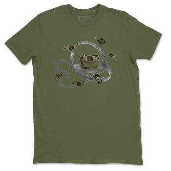 Air Jordan 4 Medium Olive shirt to match jordans Trap Money sneaker tees AJ4Medium Olive SNRT Sneaker Release Tees Unisex Military Green 2 T-Shirt