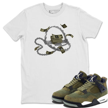 Air Jordan 4 Medium Olive shirt to match jordans Trap Money sneaker tees AJ4Medium Olive SNRT Sneaker Release Tees Unisex White 1 T-Shirt