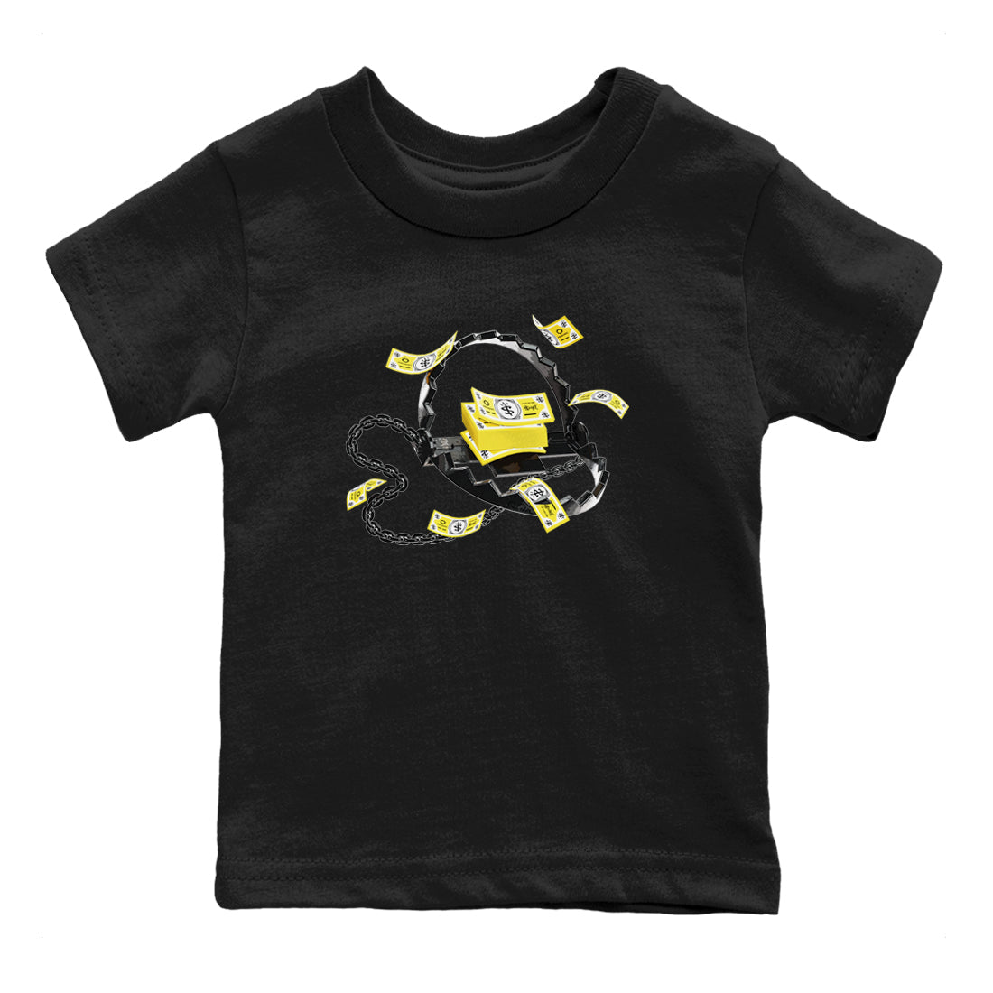 AJ4 Vivid Sulfur shirt to match jordans Trap Money sneaker tees Air Jordan 4 Vivid Sulfur SNRT sneaker release tees baby toddler Black 2 cotton Shirt