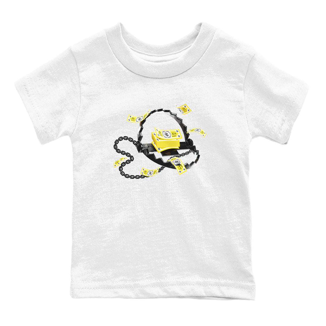 AJ4 Vivid Sulfur shirt to match jordans Trap Money sneaker tees Air Jordan 4 Vivid Sulfur SNRT sneaker release tees baby toddler White 2 cotton Shirt