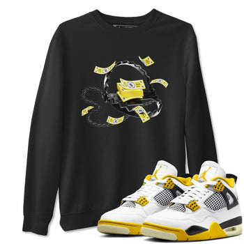 AJ4 Vivid Sulfur shirt to match jordans Trap Money sneaker tees Air Jordan 4 Vivid Sulfur SNRT Sneaker Release Tees unisex cotton Black 1 crew neck shirt